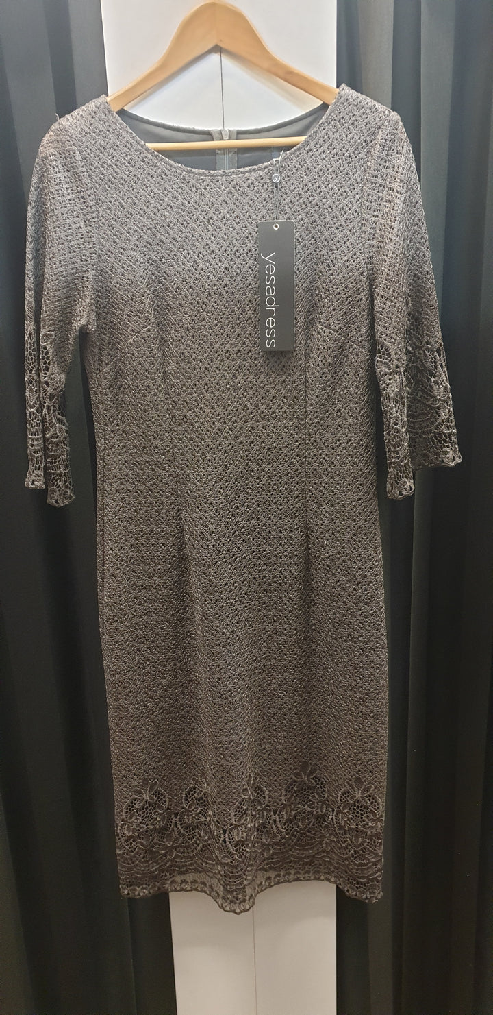 Yesadress woven lace 3/4 sleeve dress in Teal, Navy, Mocha, Black or Shiraz Y304