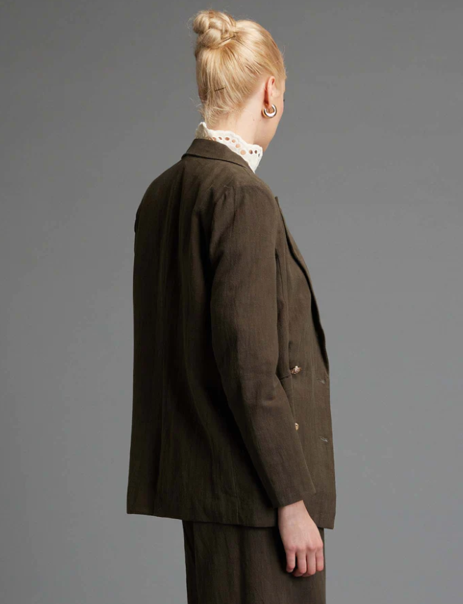 Fate Last Dance Structured Solid Blazer in Khaki