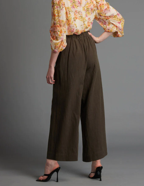 Fate Last Dance Structured Solid Wide Leg High Wasited Pant in Khaki