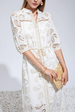 G.D.S. Layla Embroidery Long Dress in Cannoli Cream