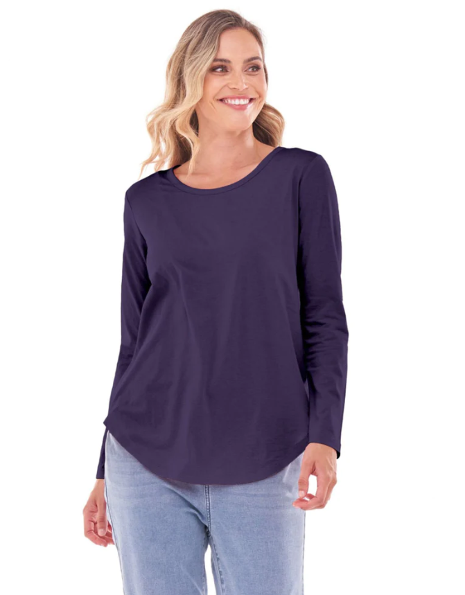 Betty Basics Megan Long Sleeve Top In Navy
