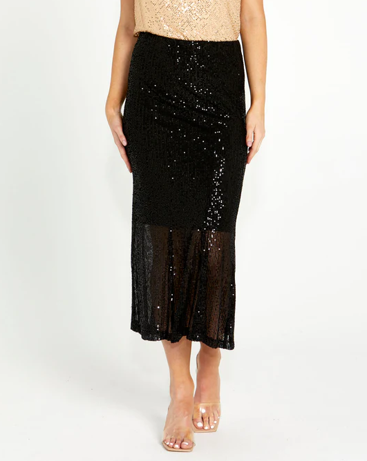 Fate Nightlife Sequinned Midi skirt In Black