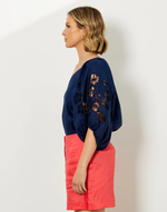 Fate Our Love Embroidered Top in Marine