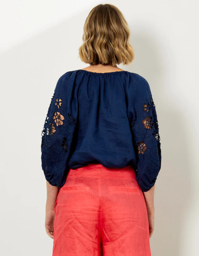 Fate Our Love Embroidered Top in Marine