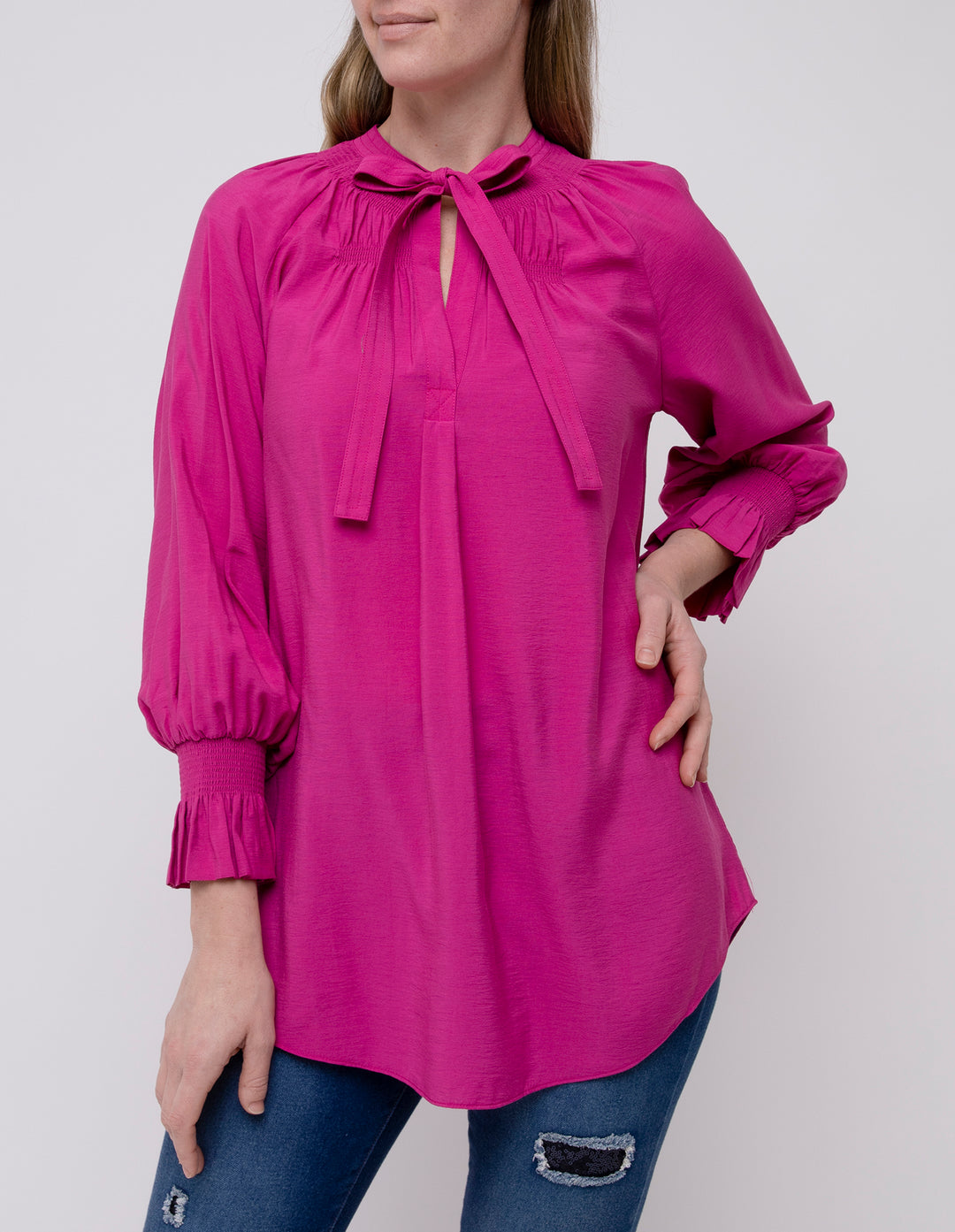 Ping Pong Tunic Blouse in Berry