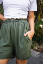 Silver Wishes Linen Blend Shorts in Khaki