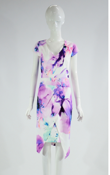 Barclay Street Purple Print cap sleeve dress BAPM420102