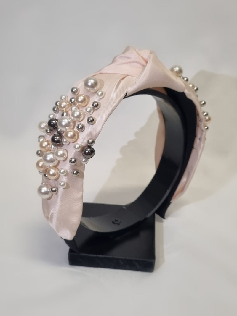 Stellar Rose Pearl bead headband fabric light pink 71603