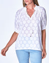 Ping Pong Sheer Textured Spot Blouse in White