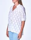 Ping Pong Sheer Textured Spot Blouse in White