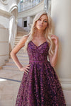 Tina Holly - TK069 - Plum Sequin Gown (floor stock only)