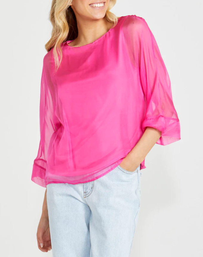Fate To Her Door Silk Kaftan in Pink