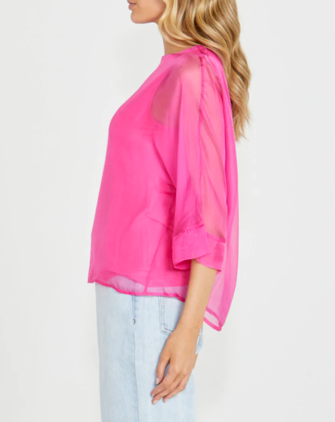 Fate To Her Door Silk Kaftan in Pink
