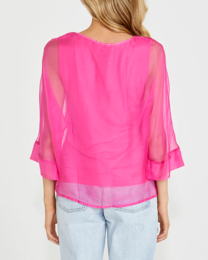 Fate To Her Door Silk Kaftan in Pink