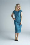 Yesadress woven lace cap sleeve dress Y306 available in Navy, Shiraz or Teal