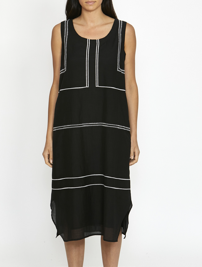 Ping Pong Embroidered Sleeveless Dress
