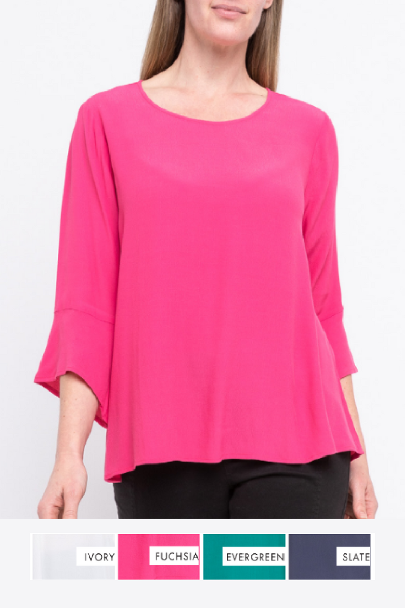 Jump Flounce Sleeve Top in Slate Navy - Not the pictured pink