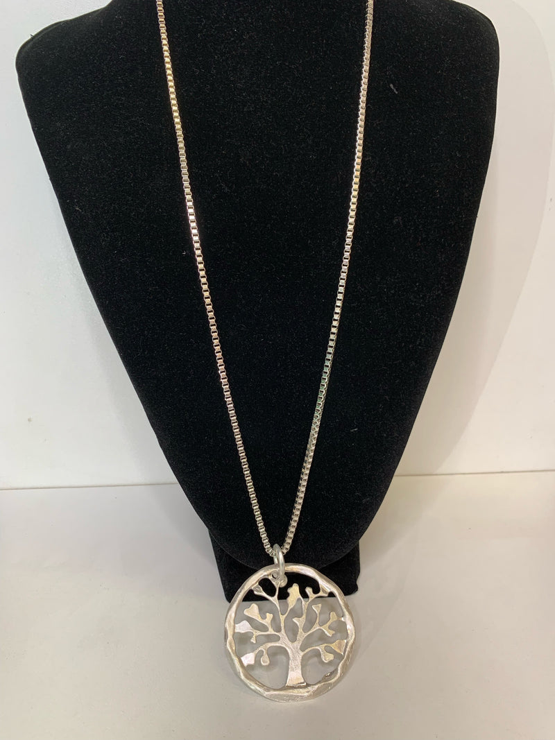 Stellar Rose Silver Necklace with Tree Pendant 72000
