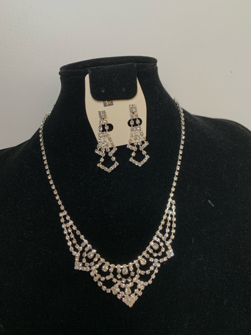 Stellar Rose Diamonte necklace and earrings 72201