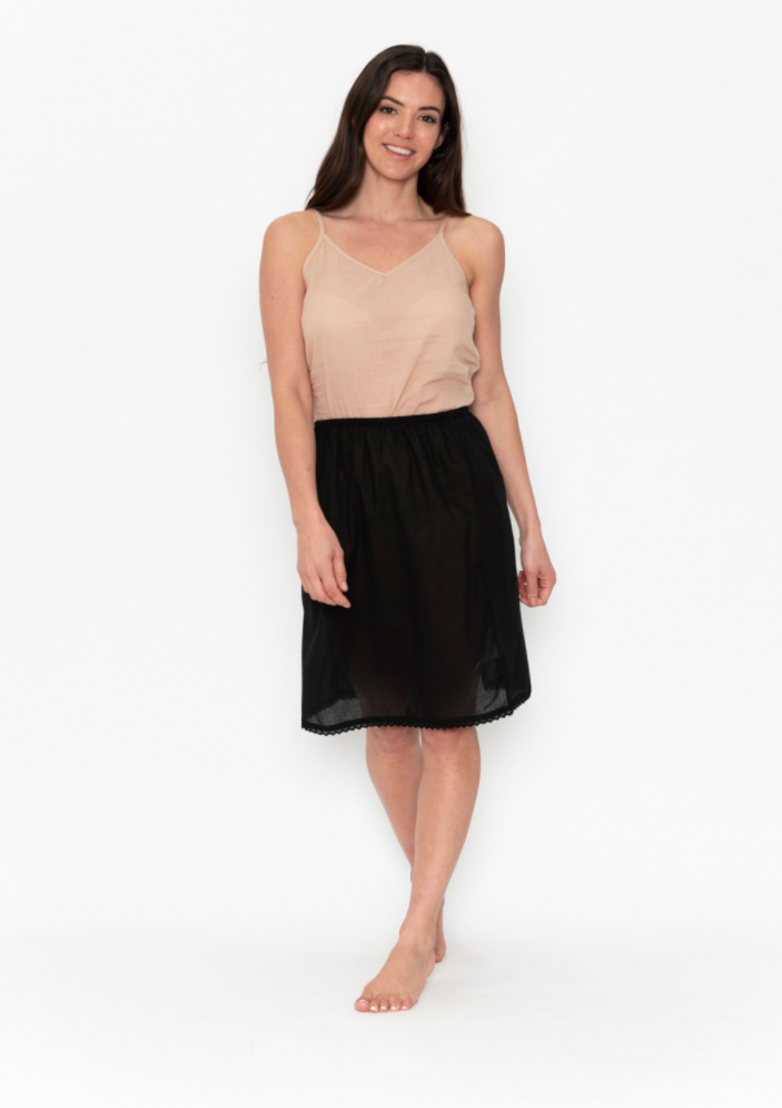 100% Cotton Skirt Slip in Black