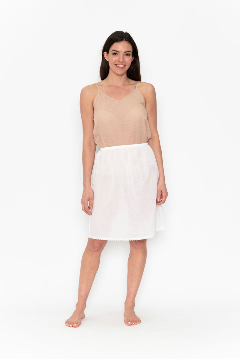 100% Cotton Skirt Slip in White